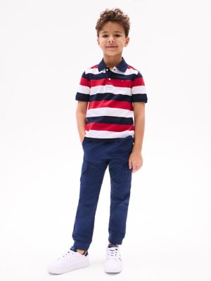 Kids' Block Stripe Polo, Navy Multi