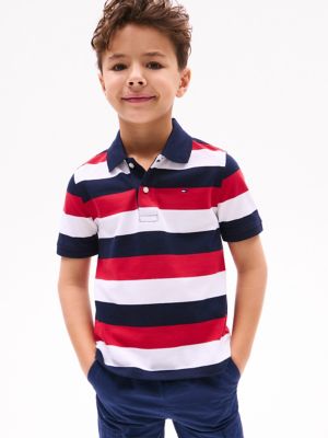 Kids' Block Stripe Polo, Navy Multi
