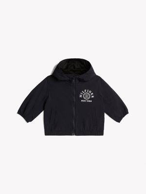 Babies' Hilfiger Logo Hooded Windbreaker, Navy