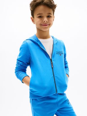 Kids' Hilfiger Logo Zip Hoodie, Copenhagen Blue