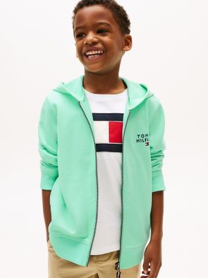 Kids' Hilfiger Logo Zip Hoodie, Miami Aqua
