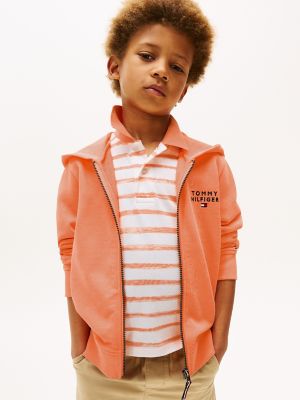 Kids' Hilfiger Logo Zip Hoodie, Sunny Orange