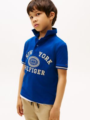 Kids' New York Logo Stretch Polo, Anchor Blue