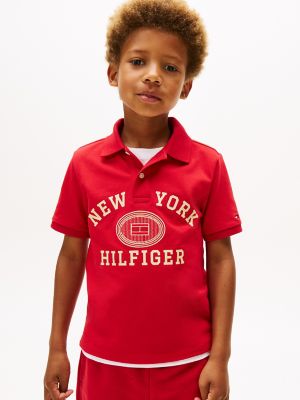 Polo extensible à logo New York pour enfants, rouge primaire