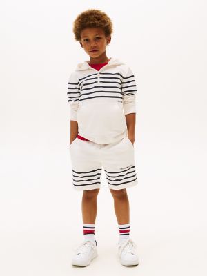 Kids' Breton Stripe Sweatshort, Ancient White