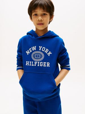 Kids' Embroidered Monotype Logo Hoodie, Anchor Blue