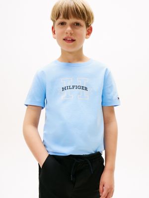 T-shirt à logo H pour enfants, bleu vasque
