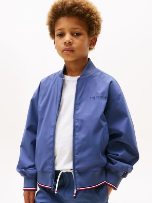 Kids' Embroidered Logo Bomber Jacket, Faded Indigo
