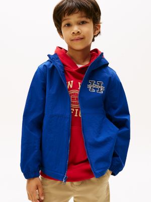 Kids' H Logo Hooded Windbreaker, Anchor Blue