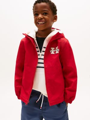 Kids' H Logo Hooded Windbreaker, Primary Red