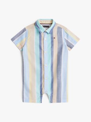 Babies' Stripe Slub Cotton Shortall, Vessel Blue