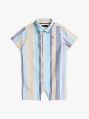 Babies' Stripe Slub Cotton Shortall, Vessel Blue