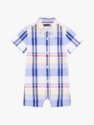 Babies' Plaid Shortall, Optic White