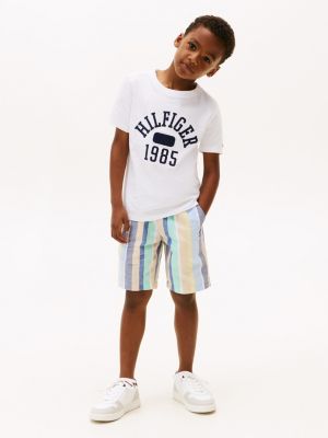 Kids' Textured Slub Cotton Stripe Short, Vessel Blue