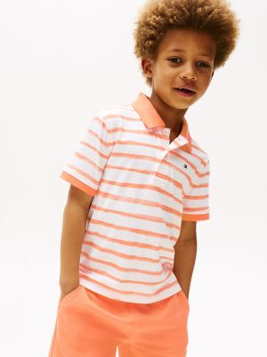 Kids' Washed Stripe Polo, Sunny Orange