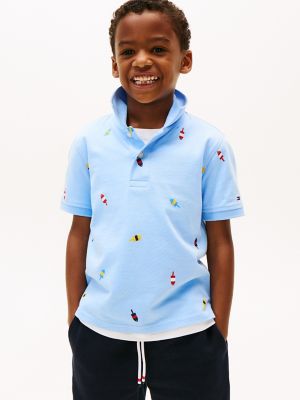 Kids' Allover Buoy Print Polo, Vessel Blue