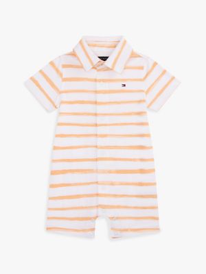 Babies' Washed Stripe Jersey Shortall, Sunny Orange Stripe