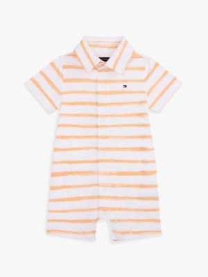 Babies' Washed Stripe Jersey Shortall, Sunny Orange Stripe