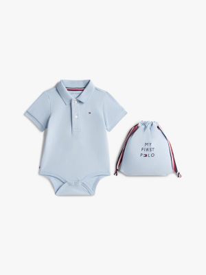 Babies' Polo Onesie and Gift Bag, Breezy Blue