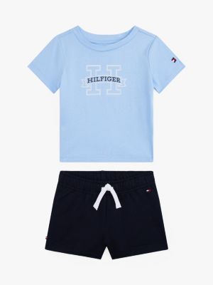 Babies' H Logo T-Shirt & Short Set, Vessel Blue