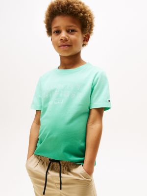 Kids' Ombre Hilfiger Logo T-Shirt, Miami Aqua