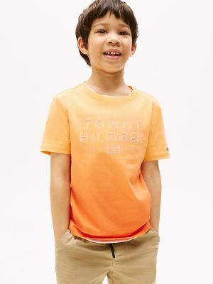 Kids' Ombre Hilfiger Logo T-Shirt, Sunny Orange
