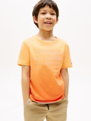 Kids' Ombre Hilfiger Logo T-Shirt, Sunny Orange