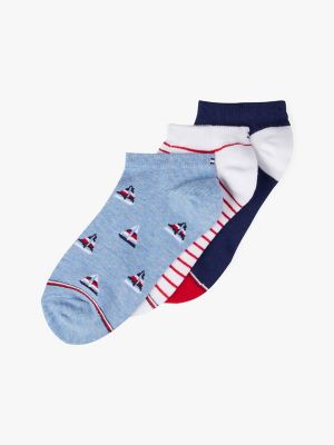 Kids' Nautical Sock 3-Pack, Blue Heather / Multi