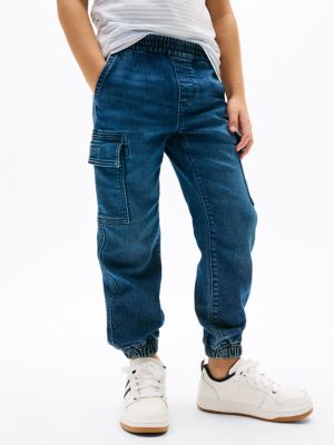 Kids' Dark Wash Denim Cargo Jogger, Dark Wash