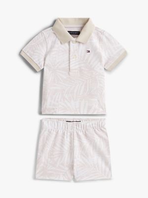 Babies' Palm Print Shirt and Short Set, Classic Beige