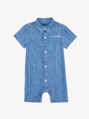 Babies' Chambray Shortall, Medium Wash