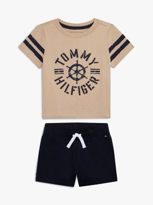 Babies' Nautical T-Shirt and Short Set, Beige