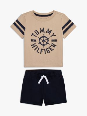 Babies' Nautical T-Shirt and Short Set, Beige