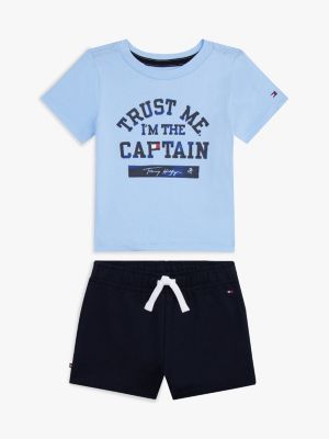 Babies' Captain T-Shirt and Short Set, Vessel Blue