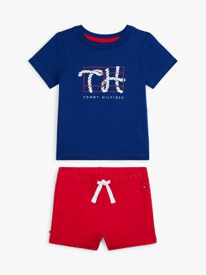 Babies' Rope Logo T-Shirt and Short Set, Anchor Blue