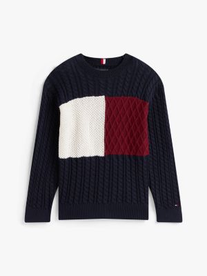 Kids' Flag Logo Cable Knit Sweater | Tommy Hilfiger