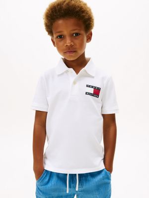 Kids' Flag Graphic Polo, Optic White