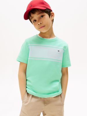 Kids' Block Stripe T-Shirt, Miami Aqua Stripe
