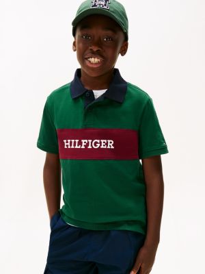 Kids' Colorblock Hilfiger Logo Polo, Ornamental Green