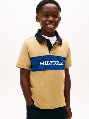 Kids' Colorblock Hilfiger Logo Polo, Classic Khaki