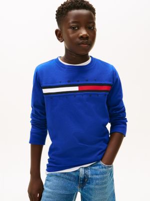 Kids' Long-Sleeve Flag Logo T-Shirt, Wedge Blue