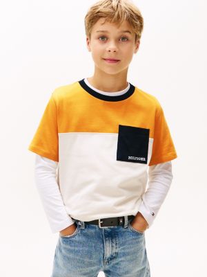 Kids' Colorblock Pocket T-Shirt, City Yellow