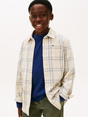Kids' Check Corduroy Shirt, Ivory