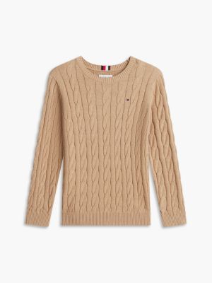 Детский свитер Tommy Hilfiger Cable Knit, цвет: Тёмный бежевый — фото 7