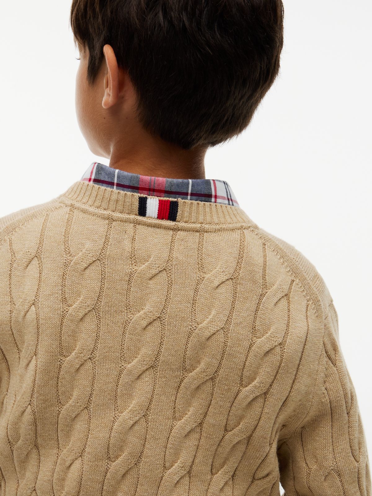 Kids' Cable Knit Sweater — Dark Beige