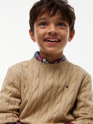 Детский свитер Tommy Hilfiger Cable Knit, цвет: Тёмный бежевый — фото 4