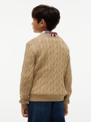 Детский свитер Tommy Hilfiger Cable Knit, цвет: Тёмный бежевый — фото 5