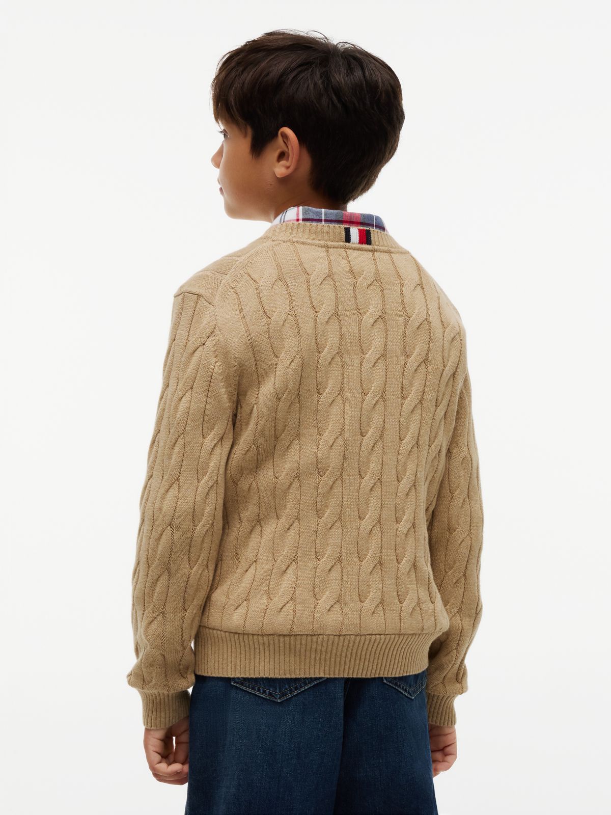 Kids' Cable Knit Sweater — Dark Beige