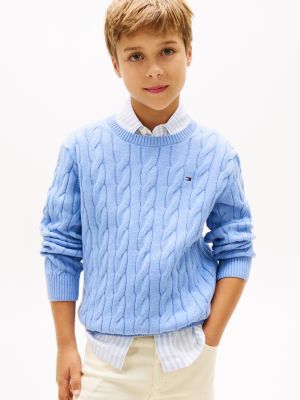 Kids' Cable Knit Sweater, Blue Cloud