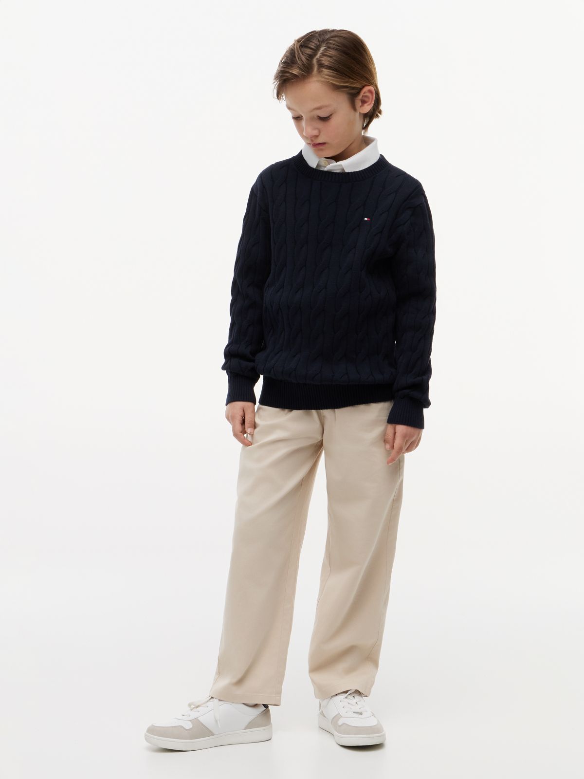 Kids' Cable Knit Sweater — Navy Blue